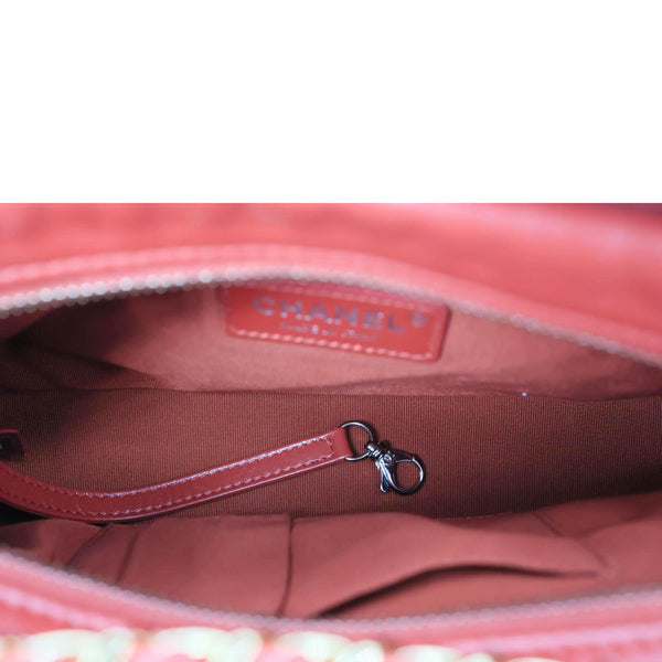 CHANEL Gabrielle Aged Calfskin Quilted Leather Crossbody Bag Red