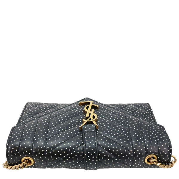 YVES SAINT LAURENT Envelope Polka Dot Chevron Leather Crossbody Bag Black