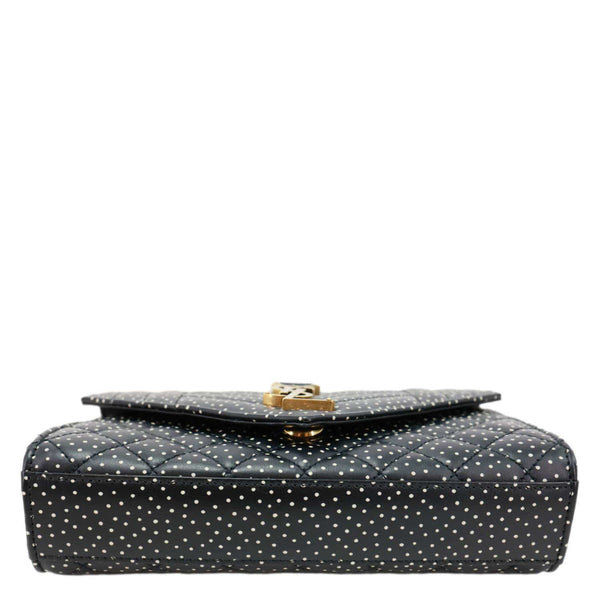 YVES SAINT LAURENT Envelope Polka Dot Chevron Leather Crossbody Bag Black