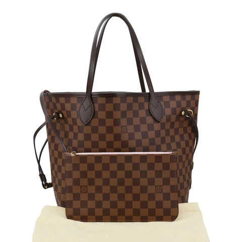 LOUIS VUITTON Neverfull MM Damier Ebene Tote Bag Brown