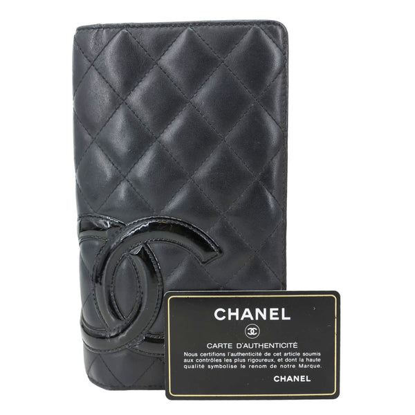 CHANEL CC Cambon Quilted Calfskin Leather Wallet Black