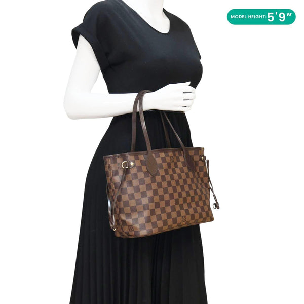 LOUIS VUITTON Neverfull PM Damier Ebene  Shoulder Bag Brown