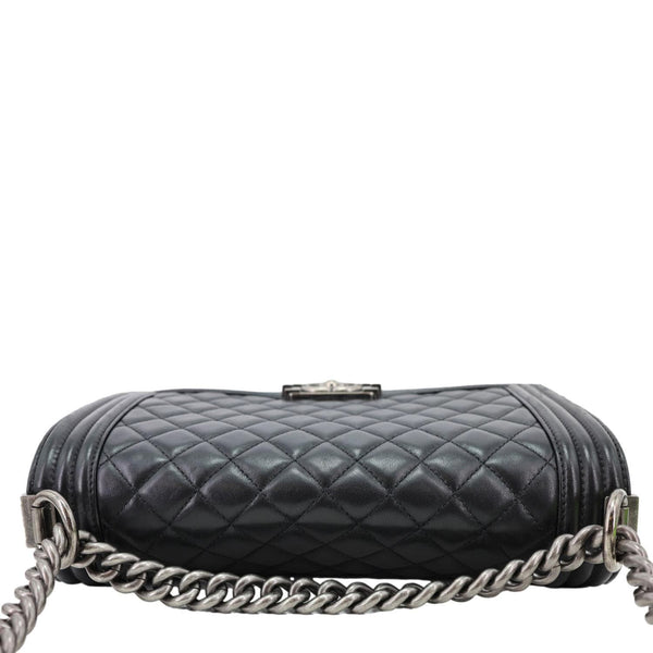 CHANEL Boy Flap Medium Chevron Quilted Calfskin Shoulder Bag Black