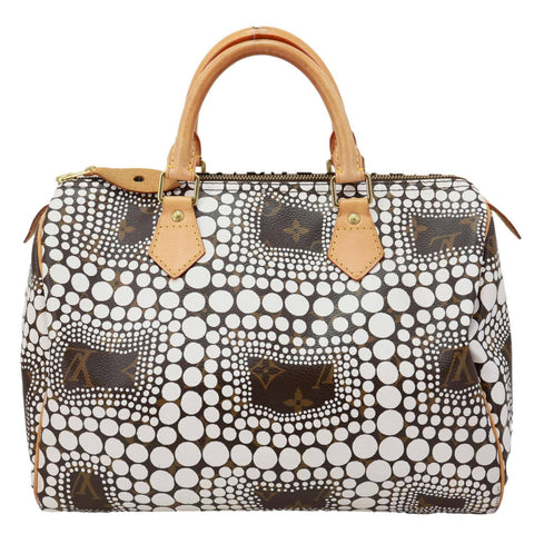 LOUIS VUITTON x Yayoi Kusama Speedy 30 Monogram Town Satchel Bag White