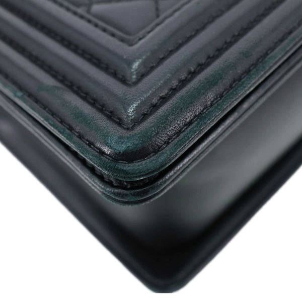 CHANEL Boy Flap Medium Chevron Quilted Calfskin Shoulder Bag Black