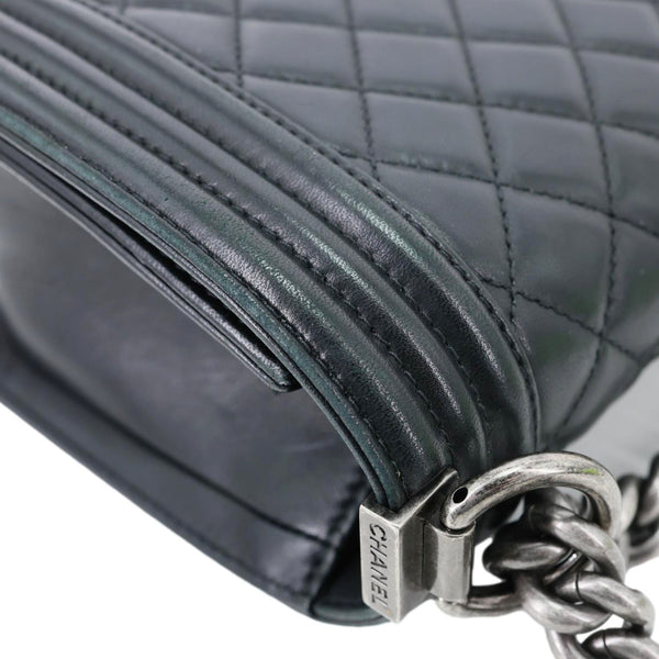 CHANEL Boy Flap Medium Chevron Quilted Calfskin Shoulder Bag Black