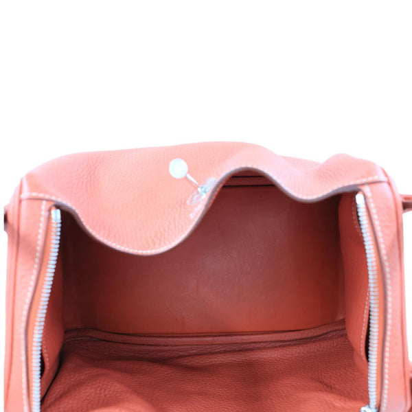HERMES Lindy 30 Taurillon Clemence Leather Shoulder Bag Red