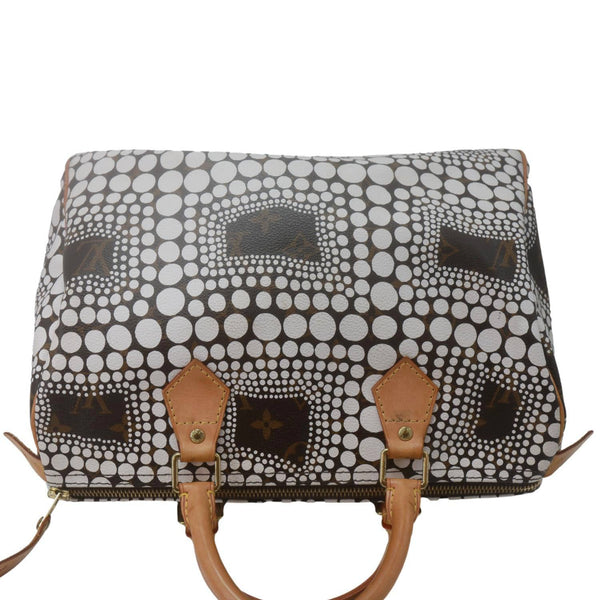 LOUIS VUITTON x Yayoi Kusama Speedy 30 Monogram Town Satchel Bag White