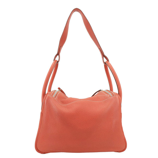 HERMES Lindy 30 Taurillon Clemence Leather Shoulder Bag Red