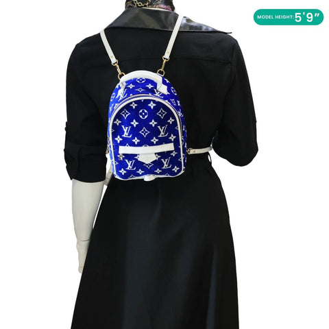 LOUIS VUITTON Palm Spring Mini Velvet Backpack Blue