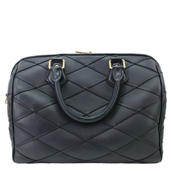 LOUIS VUITTON Speedy 25 Bandouliere Malletage Leather Satchel Crossbody Bag Black