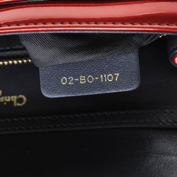 CHRISTIAN DIOR Diorama Flap Micro-Cannage Patent Leather Crossbody Bag Red