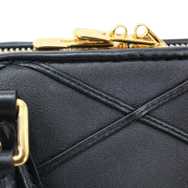 LOUIS VUITTON Speedy 25 Bandouliere Malletage Leather Satchel Crossbody Bag Black