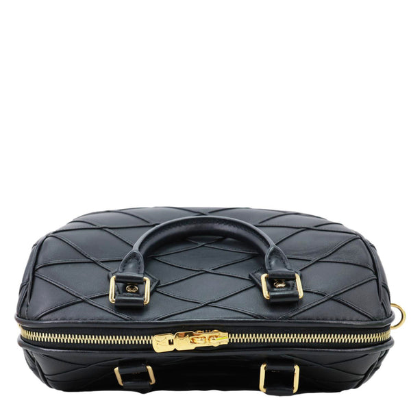 LOUIS VUITTON Speedy 25 Bandouliere Malletage Leather Satchel Crossbody Bag Black