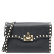 VALENTINO Rockstud Flip Lock Small Grained Calfskin Leather Crossbody Bag Black