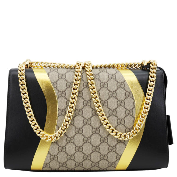 GUCCI Padlock Medium GG Supreme Canvas Shoulder Bag Beige 432679