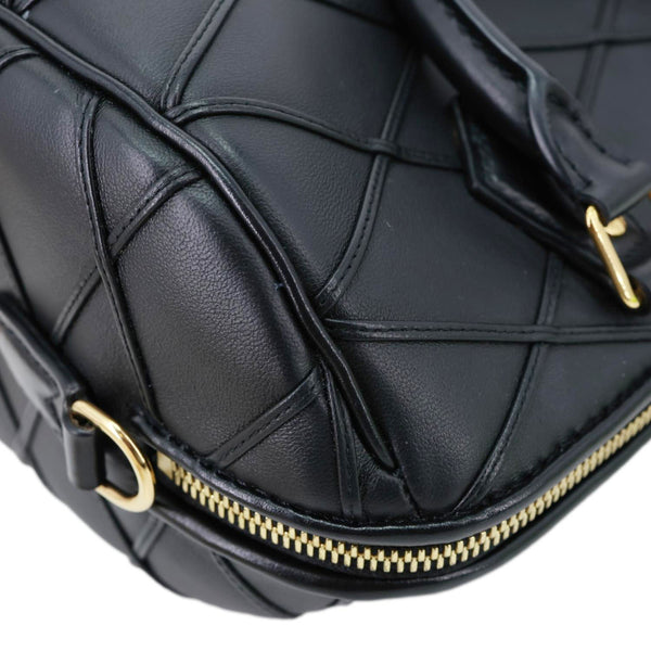 LOUIS VUITTON Speedy 25 Bandouliere Malletage Leather Satchel Crossbody Bag Black