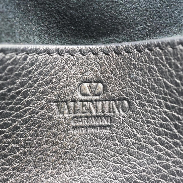 VALENTINO Rockstud Flip Lock Small Grained Calfskin Leather Crossbody Bag Black