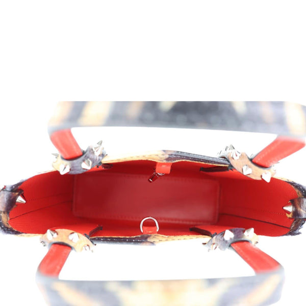 CHRISTIAN LOUBOUTIN Cabata Spikes North South Calfskin Bengal Tote Bag Multicolor