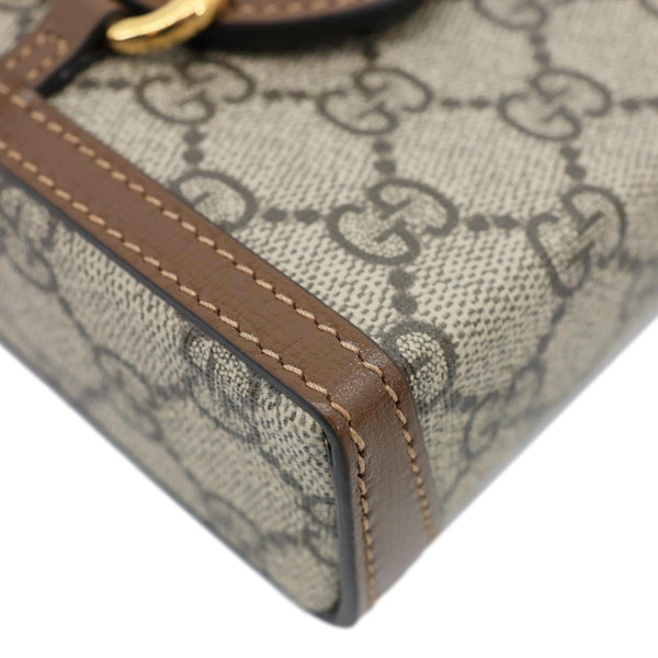 GUCCI Horsebit 1955 GG Supreme Canvas Shoulder Bag Beige 625615