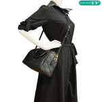 LOUIS VUITTON Speedy 25 Bandouliere Malletage Leather Satchel Crossbody Bag Black