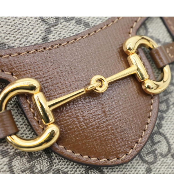 GUCCI Horsebit 1955 GG Supreme Canvas Shoulder Bag Beige 625615