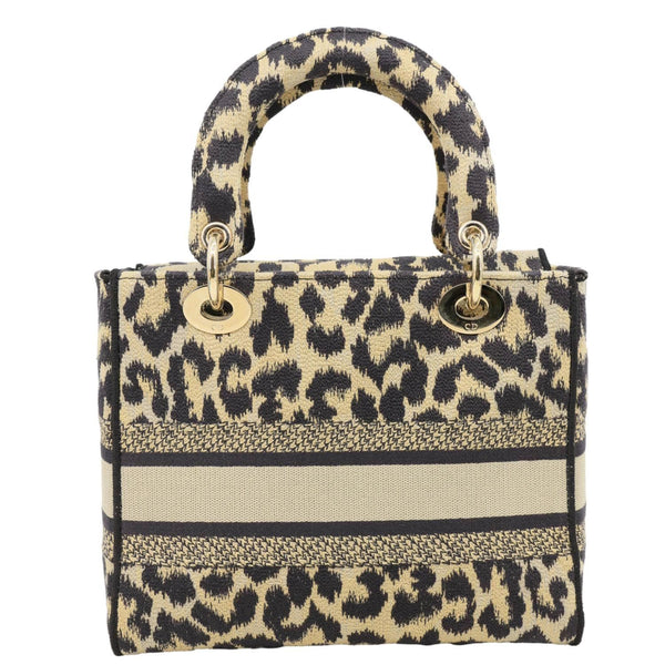 CHRISTIAN DIOR Lady D-Lite Medium Leopard Canvas Shoulder Bag Brown
