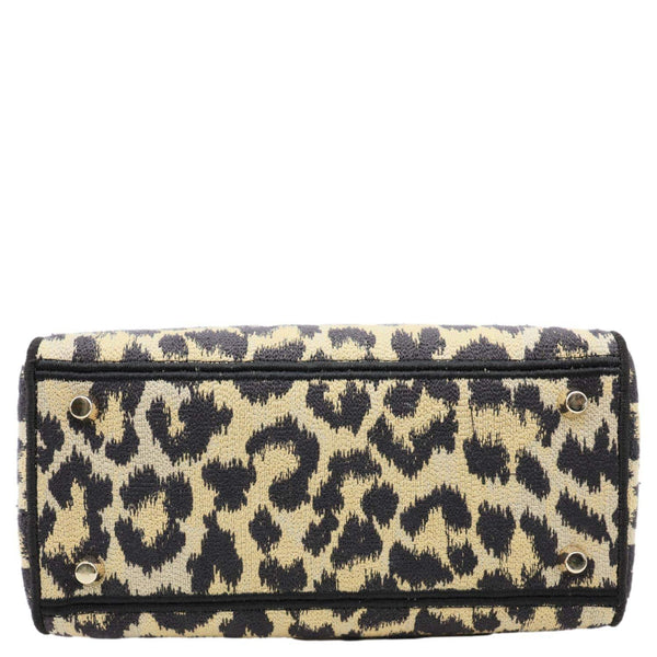 CHRISTIAN DIOR Lady D-Lite Medium Leopard Canvas Shoulder Bag Brown