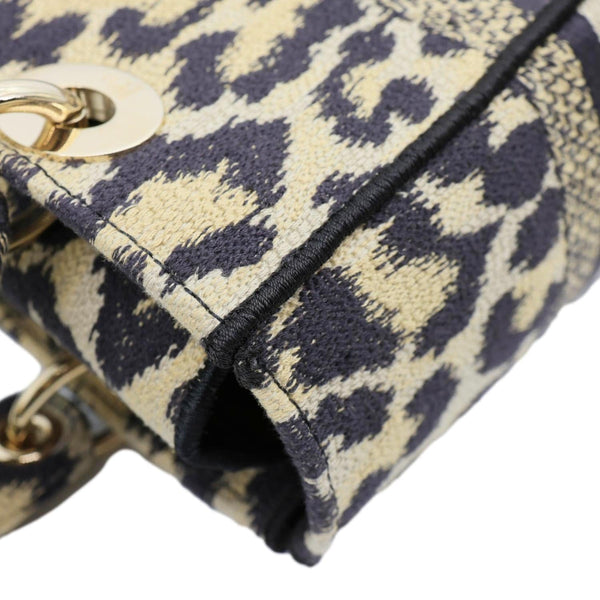 CHRISTIAN DIOR Lady D-Lite Medium Leopard Canvas Shoulder Bag Brown