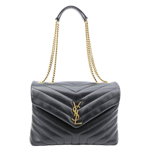 YVES SAINT LAURENT Loulou Large Matelasse Leather Chain Shoulder Bag Black