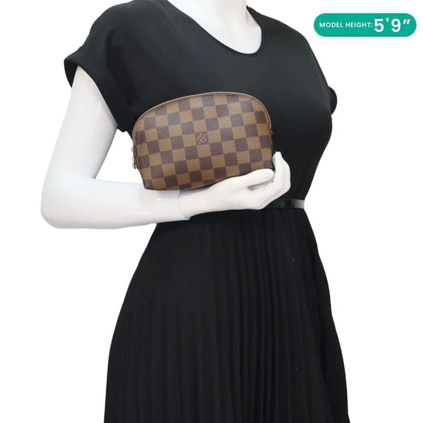 LOUIS VUITTON PM Damier Ebene Cosmetic Pouch Brown