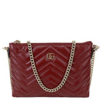 GUCCI GG Marmont Matelasse Leather Crossbody Bag Burgundy 837742