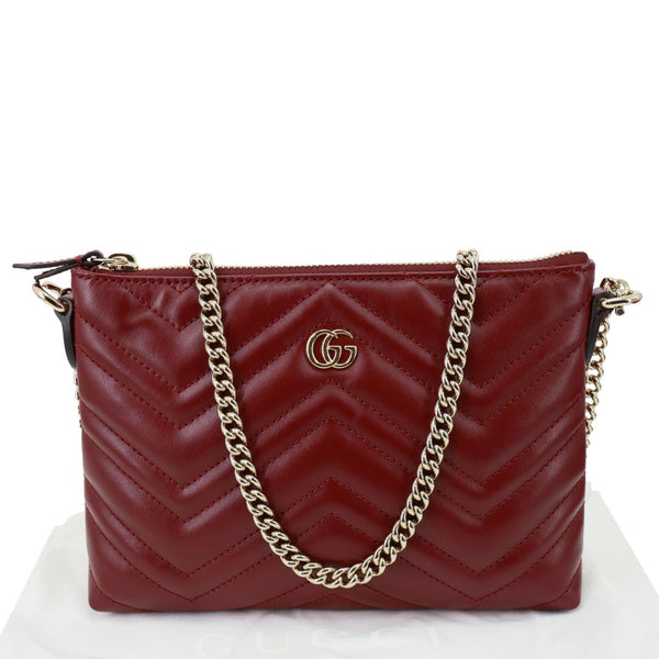 GUCCI GG Marmont Matelasse Leather Crossbody Bag Burgundy 837742