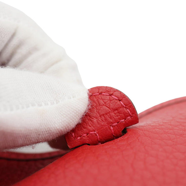 HERMES Evelyne TPM 16 Amazone Clemence Leather Crossbody Bag Red