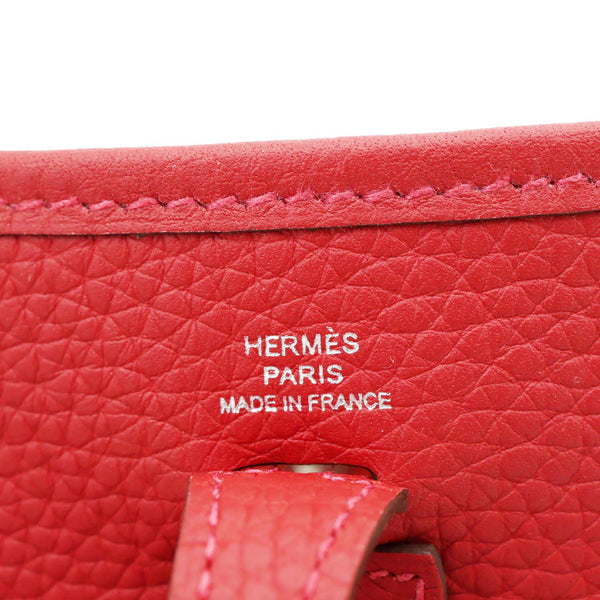 HERMES Evelyne TPM 16 Amazone Clemence Leather Crossbody Bag Red