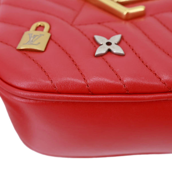 LOUIS VUITTON New Wave Embellished Love Lock Heart Calfskin Leather Shoulder Bag Red