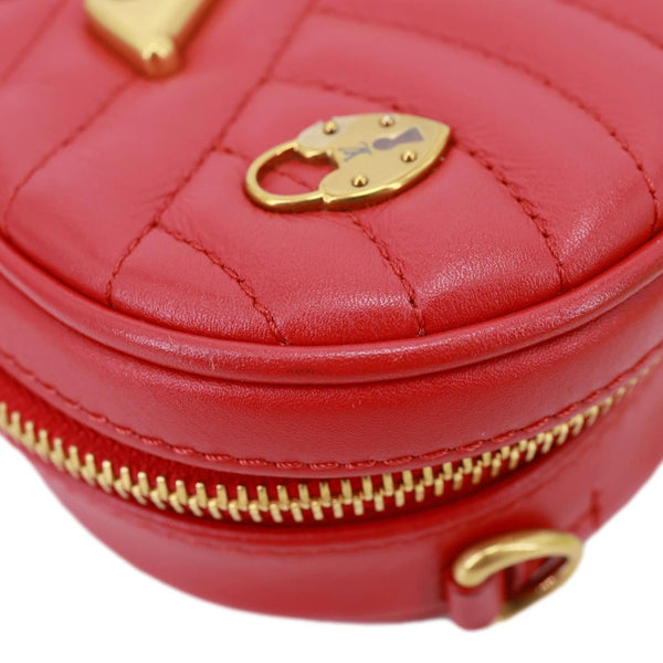 LOUIS VUITTON New Wave Embellished Love Lock Heart Calfskin Leather Shoulder Bag Red