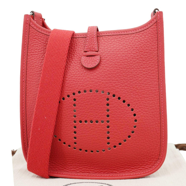 HERMES Evelyne TPM 16 Amazone Clemence Leather Crossbody Bag Red