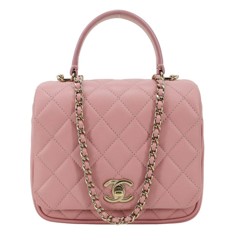 CHANEL Citizen Chic Flap Mini Quilted Lambskin Leather Top Handle Crossbody Bag Pink