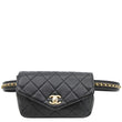 CHANEL Envelope Flap Quilted Leather Chain Belt Bag Black