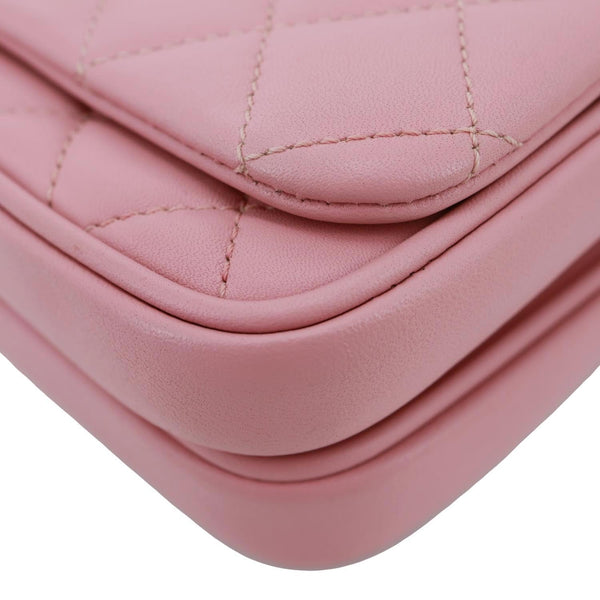 CHANEL Citizen Chic Flap Mini Quilted Lambskin Leather Top Handle Crossbody Bag Pink