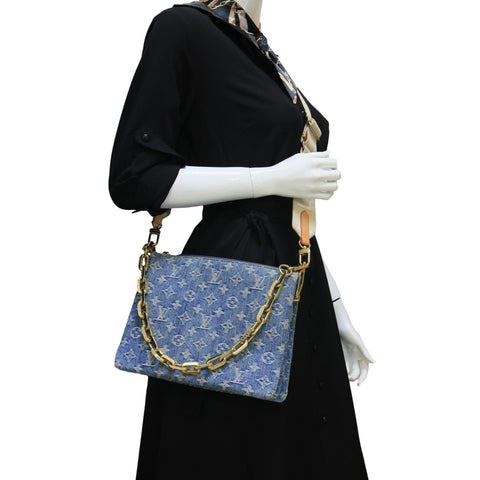 LOUIS VUITTON Coussin PM Monogram Denim Shoulder Bag Blue