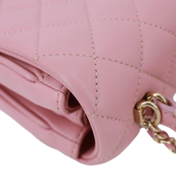 CHANEL Citizen Chic Flap Mini Quilted Lambskin Leather Top Handle Crossbody Bag Pink