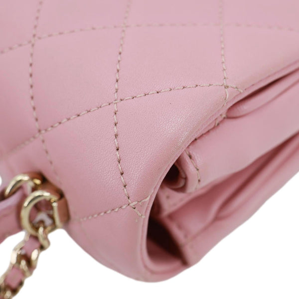 CHANEL Citizen Chic Flap Mini Quilted Lambskin Leather Top Handle Crossbody Bag Pink