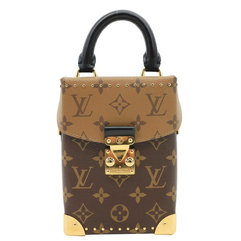 LOUIS VUITTON Camera Box Reverse Monogram Canvas Satchel Bag Brown