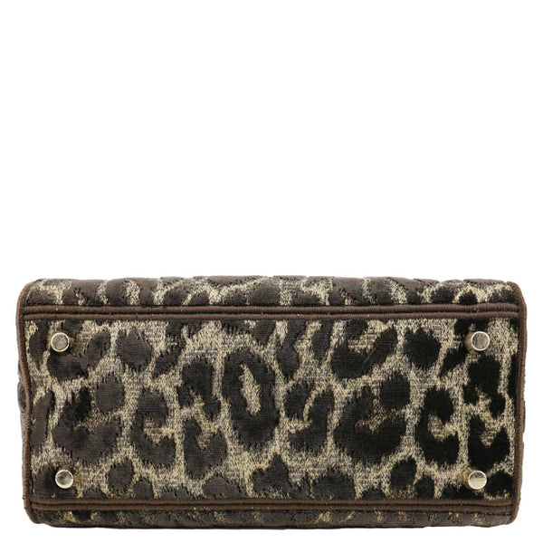 CHRISTIAN DIOR Lady D-Lite Embroidered Leopard Velvet Shoulder Bag Brown