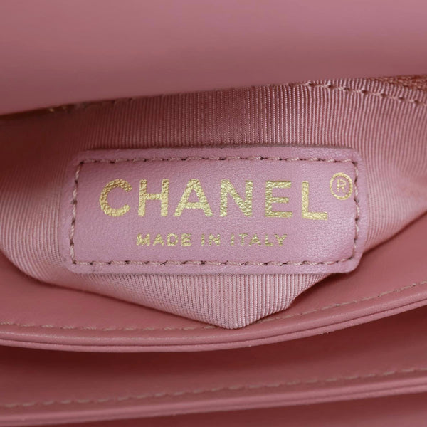 CHANEL Citizen Chic Flap Mini Quilted Lambskin Leather Top Handle Crossbody Bag Pink