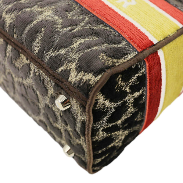 CHRISTIAN DIOR Lady D-Lite Embroidered Leopard Velvet Shoulder Bag Brown