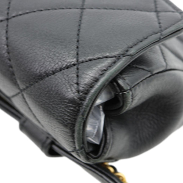 CHANEL Envelope Flap Quilted Leather Chain Belt Bag Black