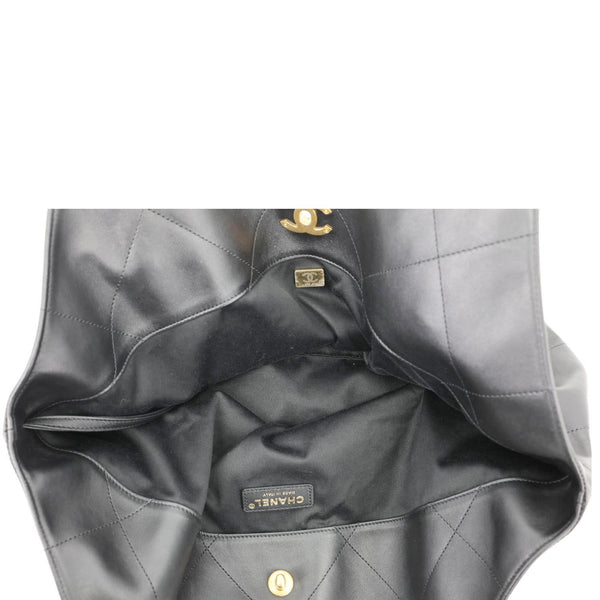 CHANEL Coco Calfskin Leather Shopping Tote Bag Black